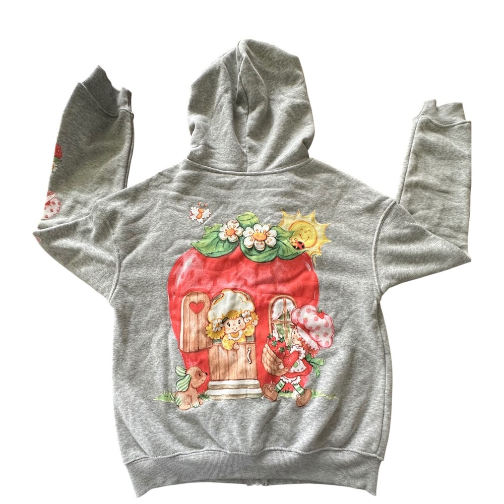 Strawberry Shortcake Hybrid Apparel Grey Zip Up Hoodie Graphic Sweatshirt Medium